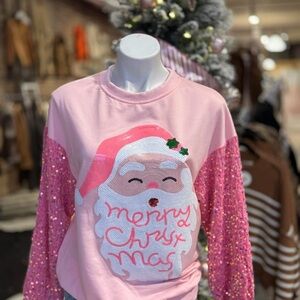 BiBi Pink Sequin Santa Sweater